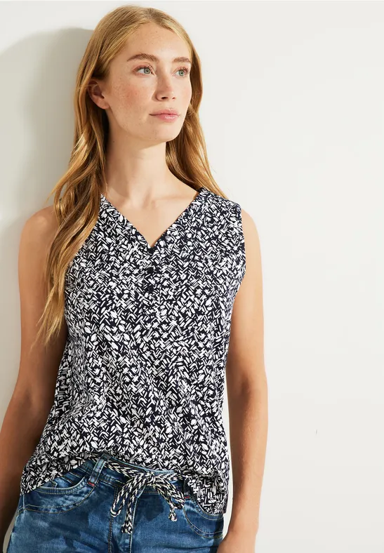 Top met onopvallende print night sky blue
