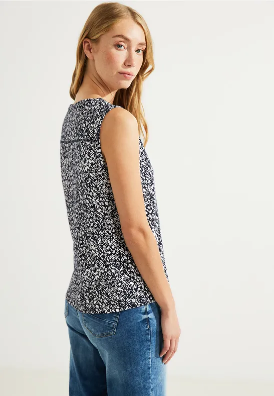 Top met onopvallende print night sky blue