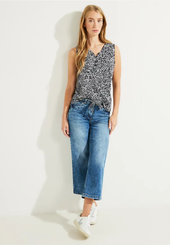 Top met onopvallende print night sky blue