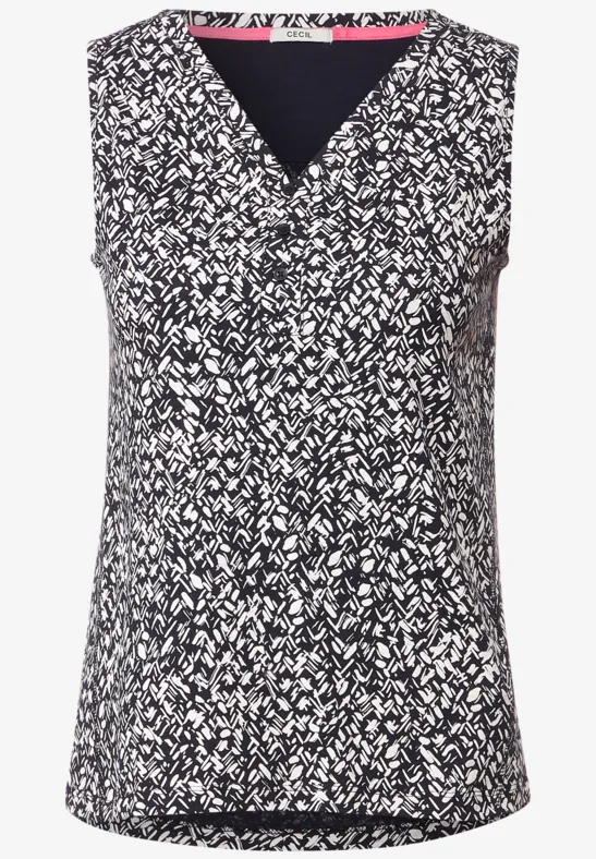 Top met onopvallende print night sky blue