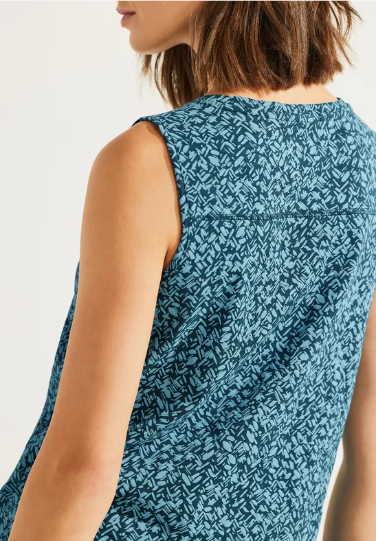 Top met onopvallende print deep lake green
