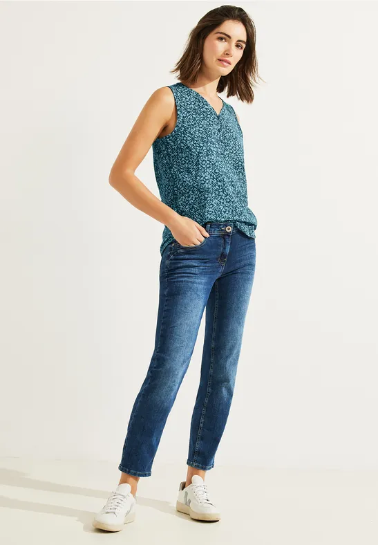 Top met onopvallende print deep lake green