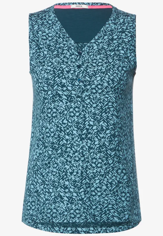 Top met onopvallende print deep lake green