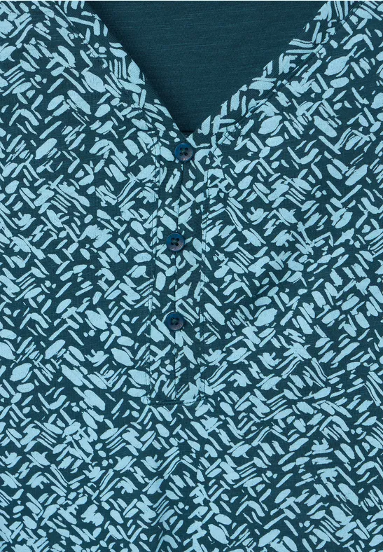 Top met onopvallende print deep lake green