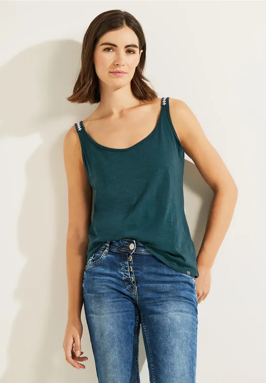 Top mit Zick Zack Dessin deep lake green