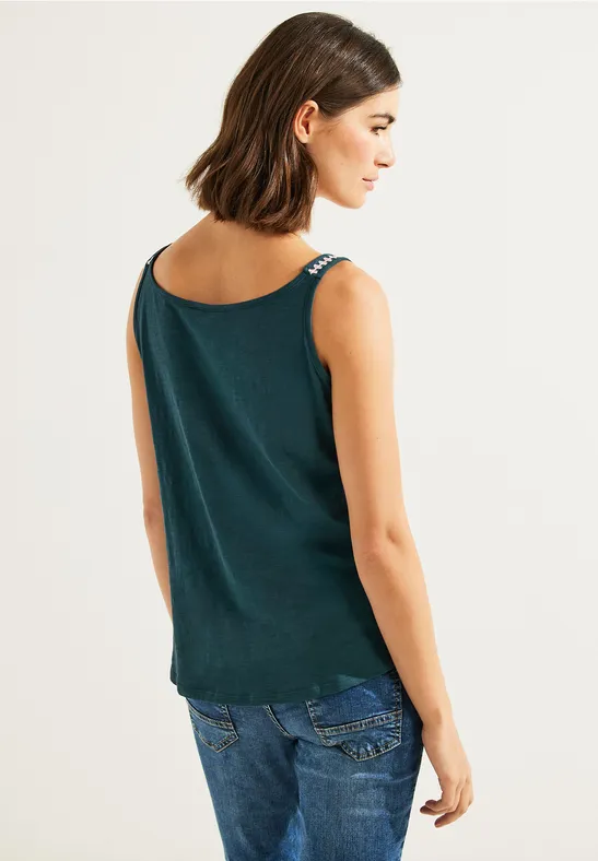 Top mit Zick Zack Dessin deep lake green