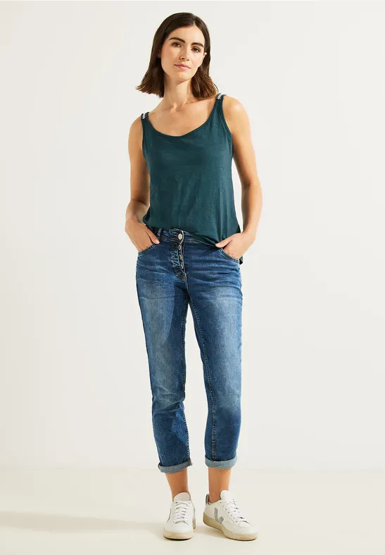 Top mit Zick Zack Dessin deep lake green