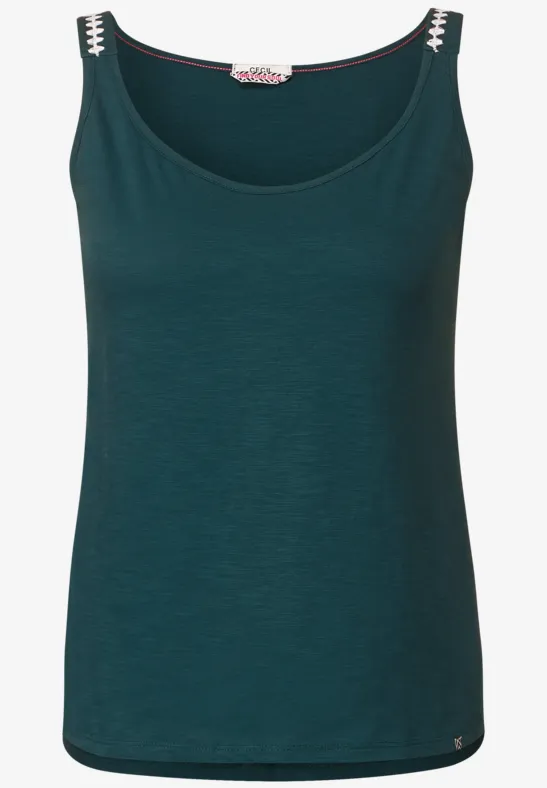 Top mit Zick Zack Dessin deep lake green