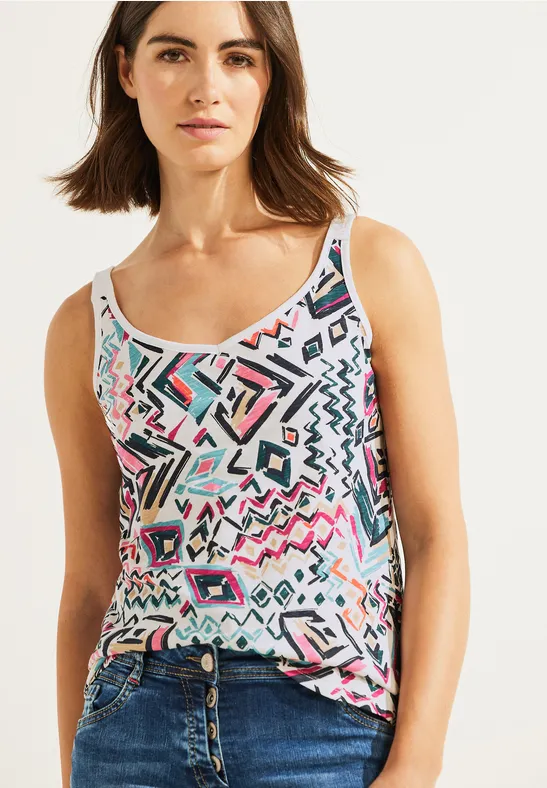 Top imprimé en fil flammé vanilla white
