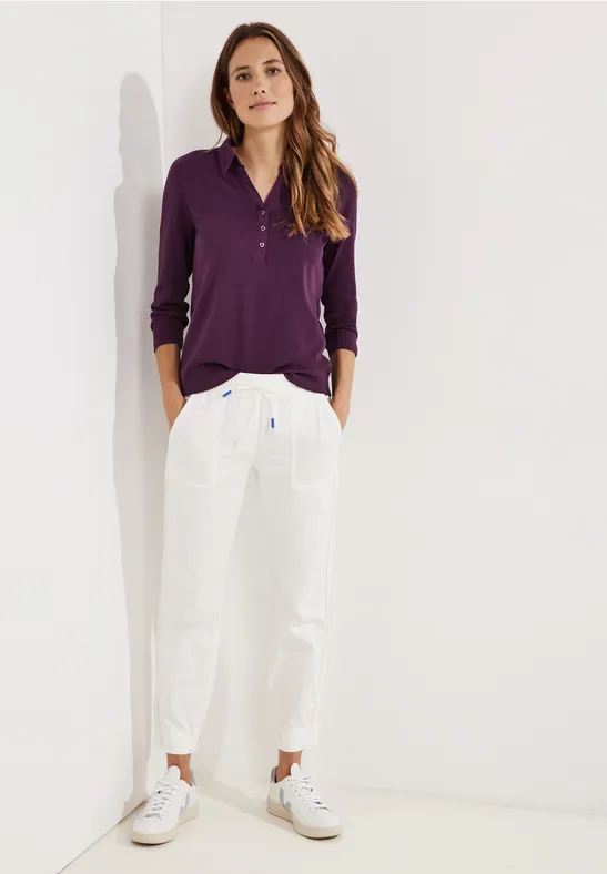 Shirt mit Polokragen deep berry