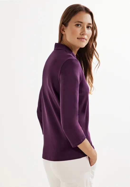 Shirt mit Polokragen deep berry