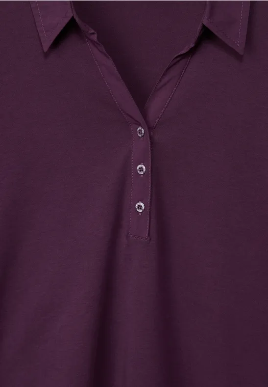Shirt mit Polokragen deep berry