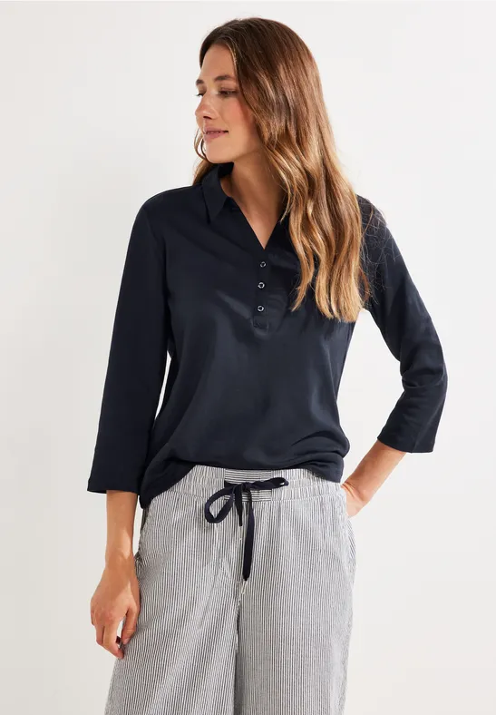 Shirt mit Polokragen night sky blue