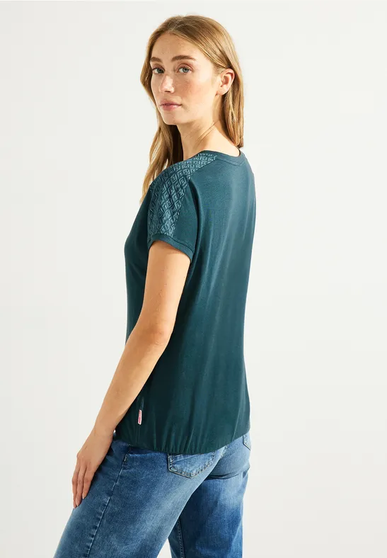 Shirt met schouderprint deep lake green