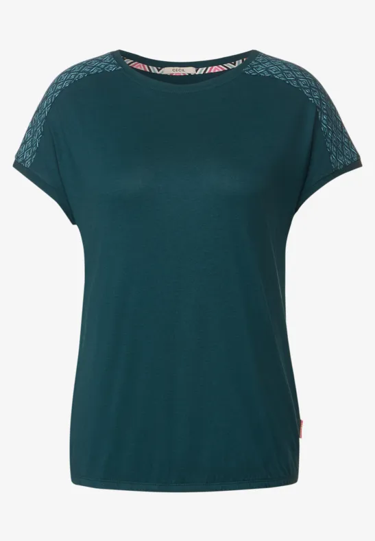 Shirt met schouderprint deep lake green