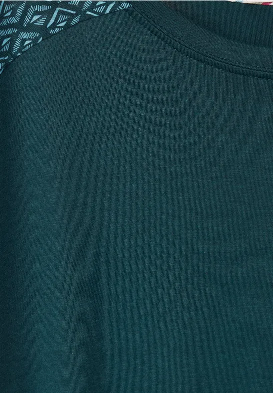 Shirt met schouderprint deep lake green