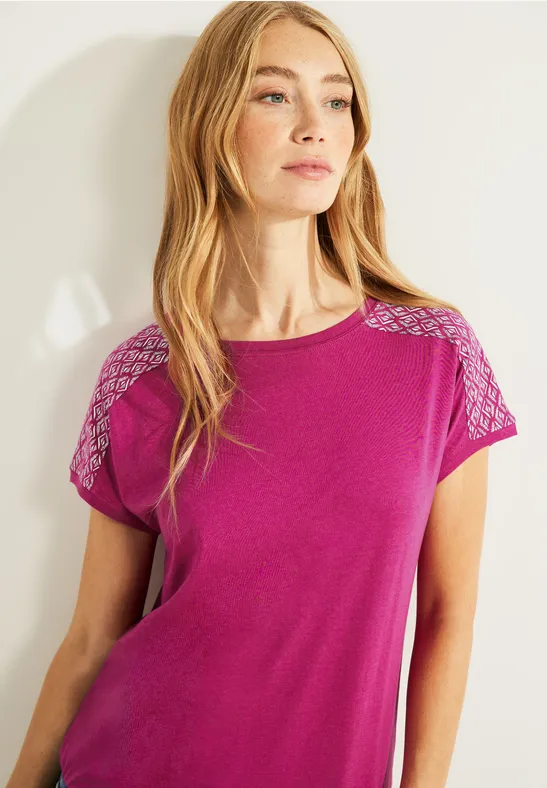 T-shirt avec imprimé sur les épaules cool pink