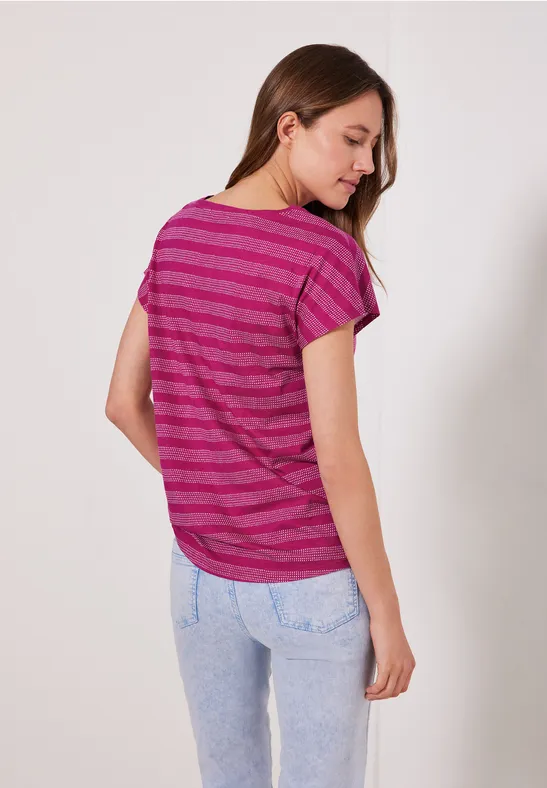 T-shirt rayé à encolure bateau cool pink