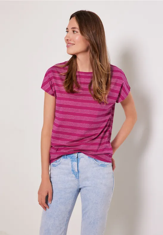 T-shirt rayé à encolure bateau cool pink