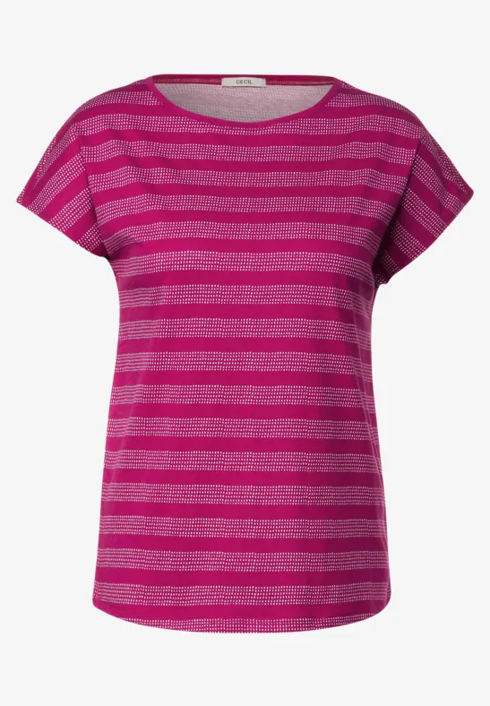 T-shirt rayé à encolure bateau cool pink