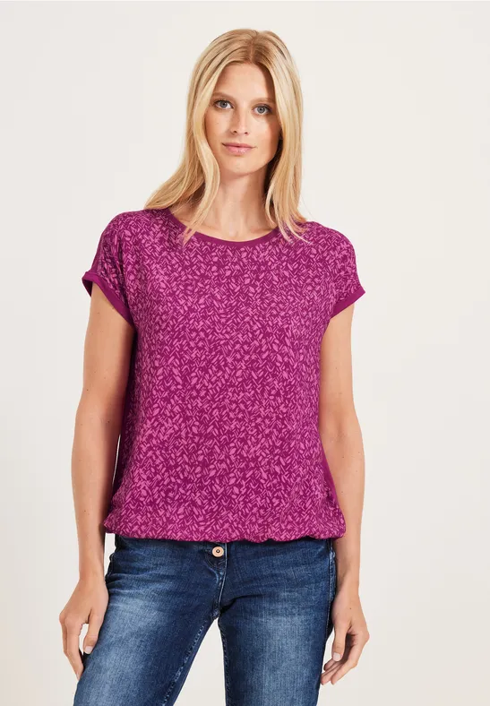 T-shirt van materiaalmix cool pink