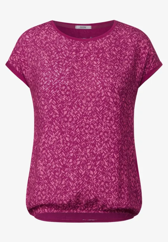 T-shirt van materiaalmix cool pink