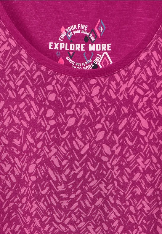 T-shirt van materiaalmix cool pink