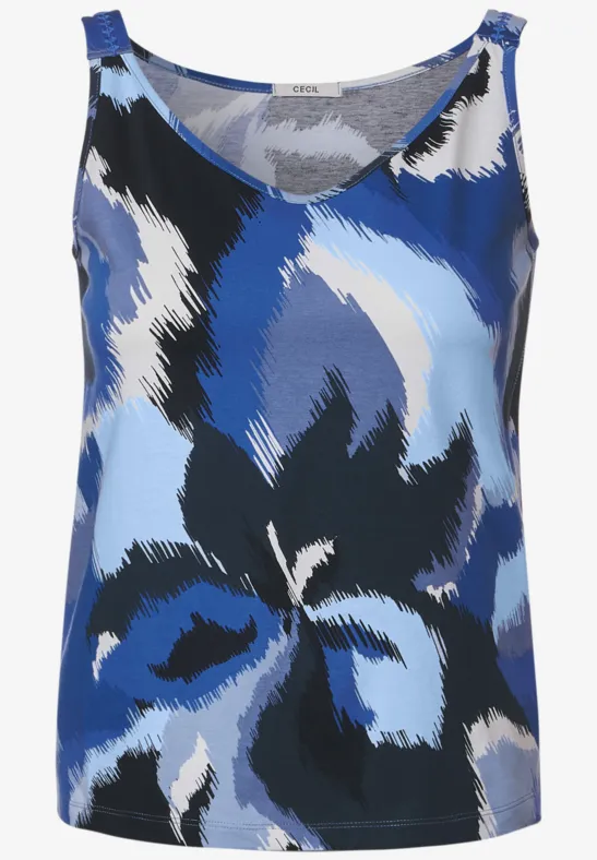 Mouwloze top met print blue sea
