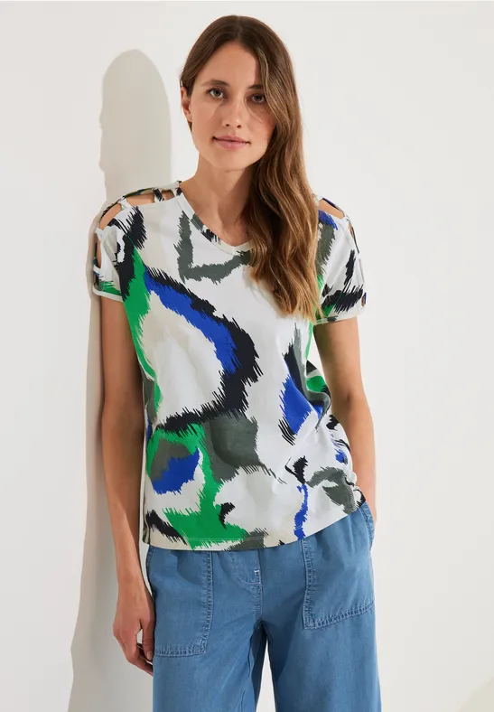 T-shirt avec détails sur les épaules vanilla white