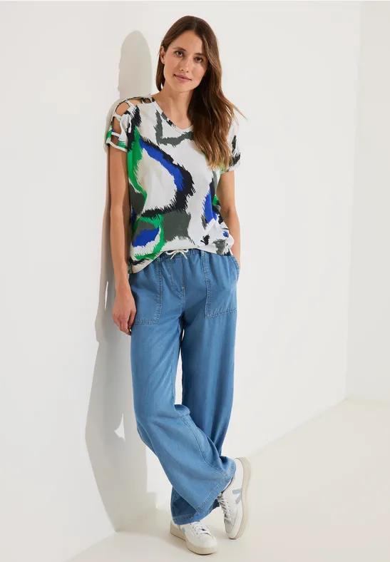 T-shirt avec détails sur les épaules vanilla white