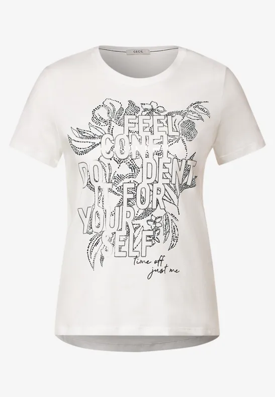 T-Shirt mit Frontprint vanilla white