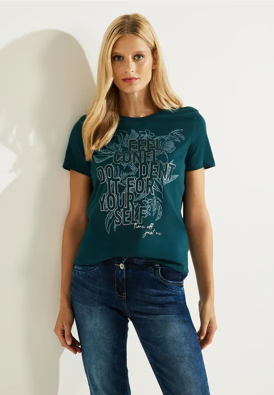 T-shirt met print op de voorkant deep lake green