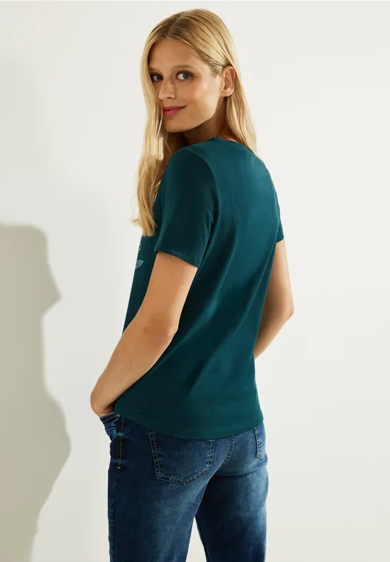 T-shirt met print op de voorkant deep lake green