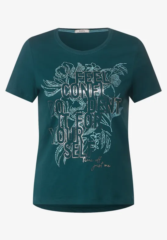 T-shirt met print op de voorkant deep lake green