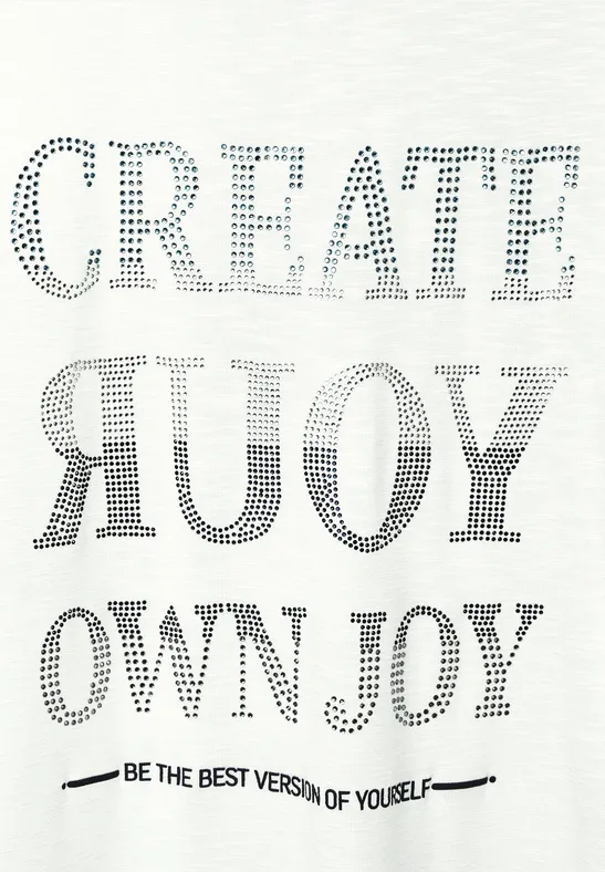 Shirt mit Steinchen Wording vanilla white