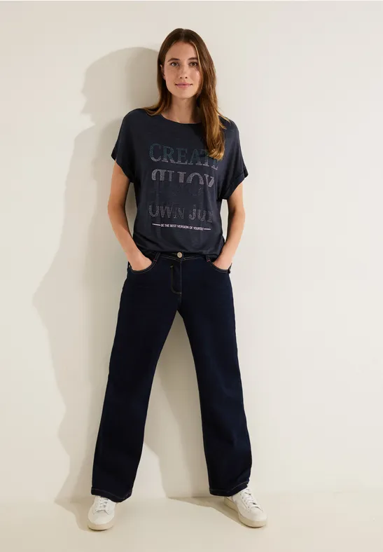 Shirt mit Steinchen Wording night sky blue