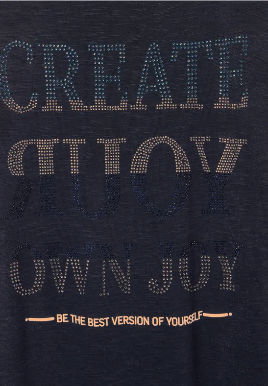 Shirt mit Steinchen Wording night sky blue