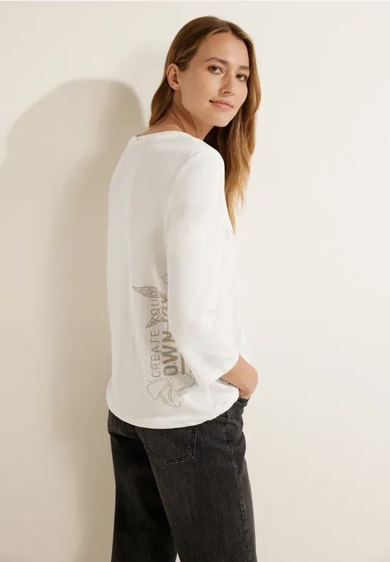 Shirt met print op de voorkant vanilla white