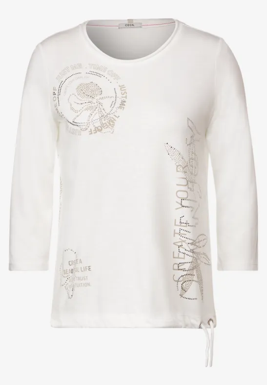 Shirt met print op de voorkant vanilla white