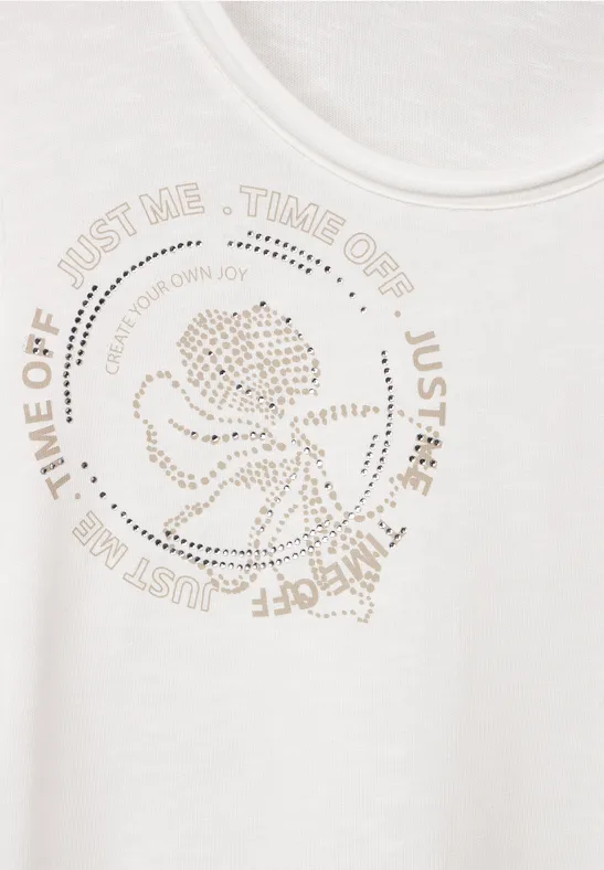 Shirt met print op de voorkant vanilla white