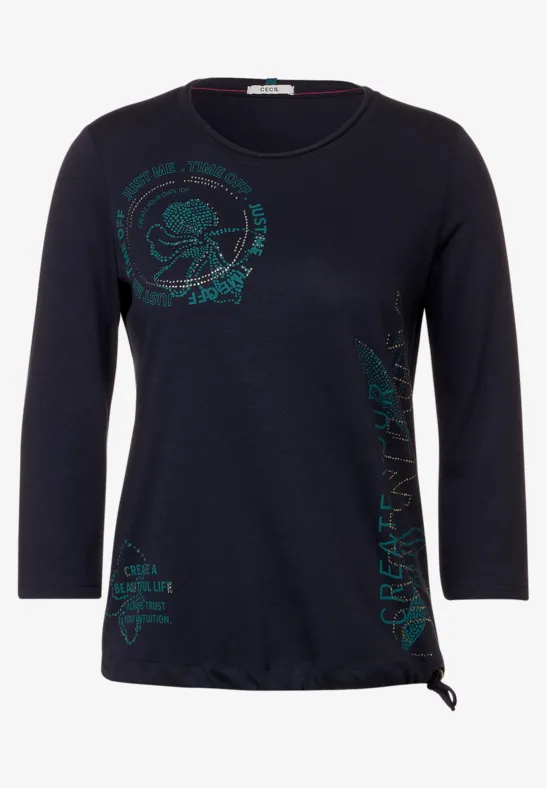 Shirt met print op de voorkant night sky blue