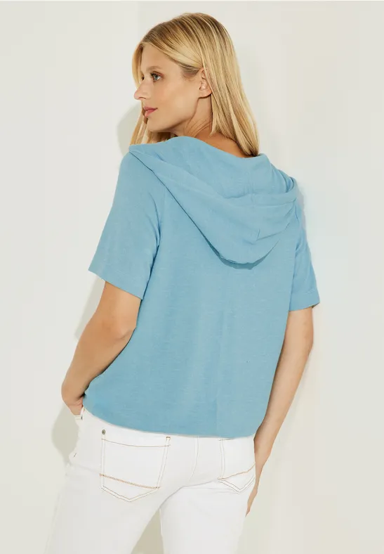 Kapuzenshirt in Melange reef blue melange