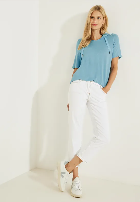 Kapuzenshirt in Melange reef blue melange
