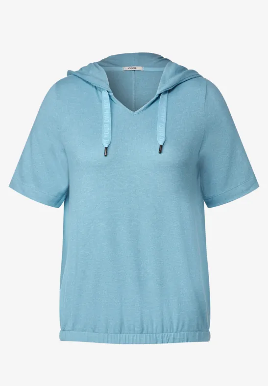 Kapuzenshirt in Melange reef blue melange
