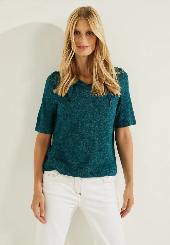 Kapuzenshirt in Melange deep lake green melange