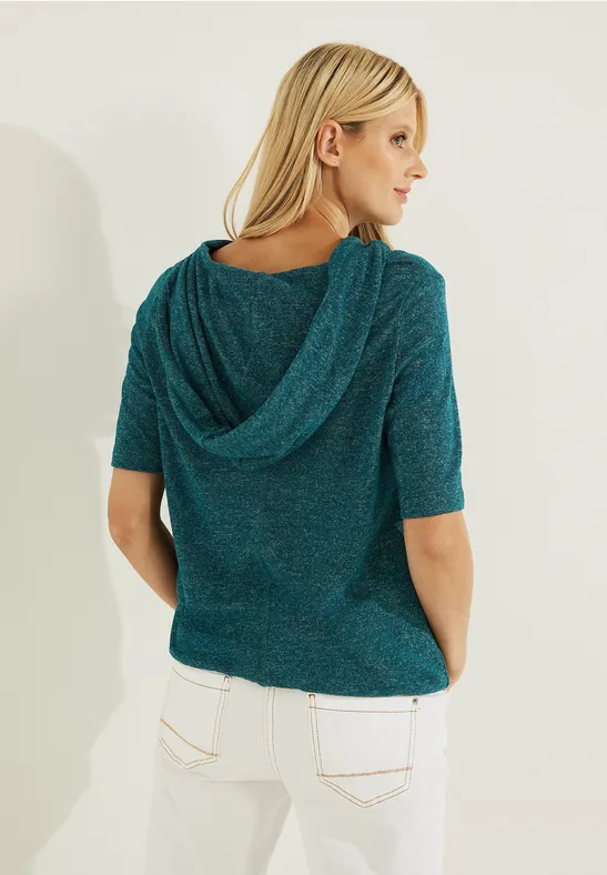 Kapuzenshirt in Melange deep lake green melange