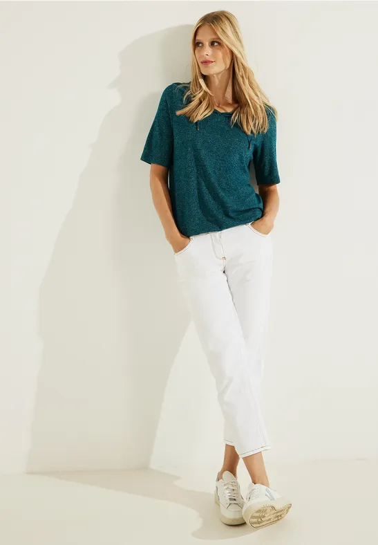 Kapuzenshirt in Melange deep lake green melange