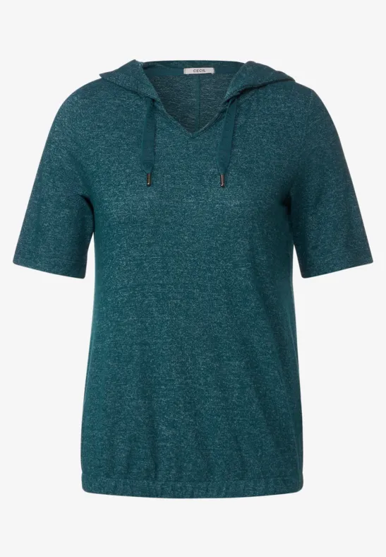 Kapuzenshirt in Melange deep lake green melange