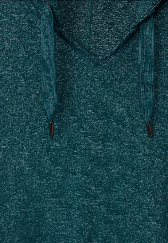 Kapuzenshirt in Melange deep lake green melange