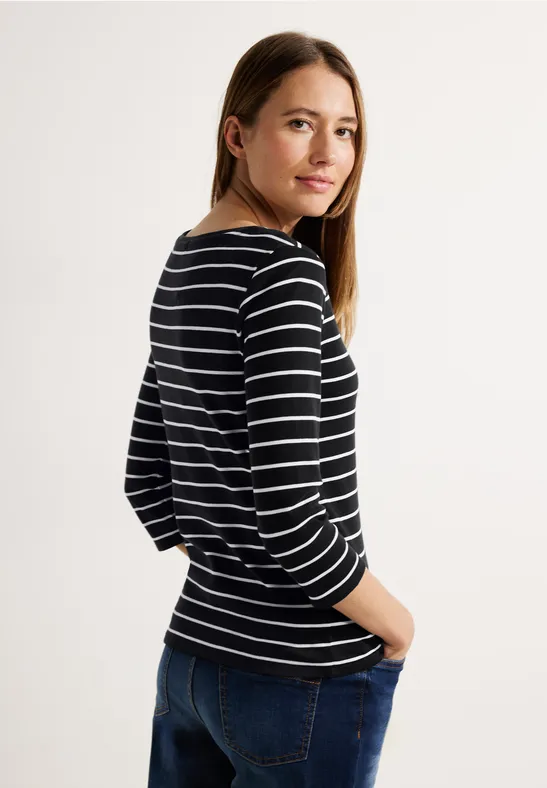 Basic Streifenshirt Black